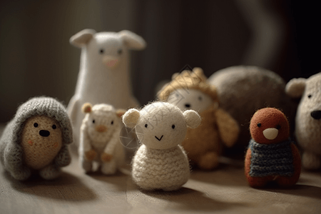 羊毛毡玩具和娃娃背景图片