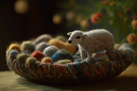 彩色羊毛毡毛团图片