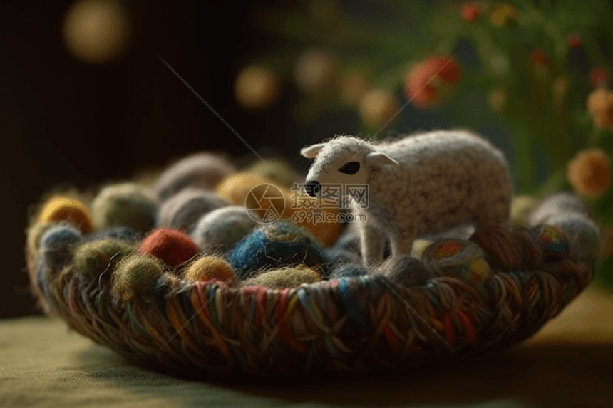彩色羊毛毡毛团图片