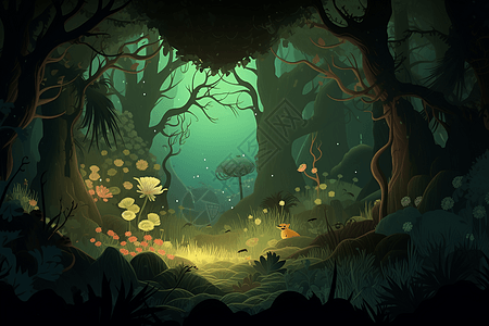 童话般的森林背景图片