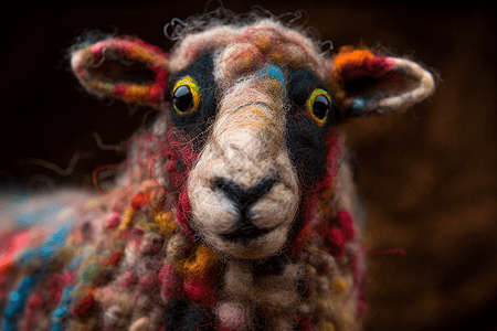 小羊的羊毛毡肖像图片