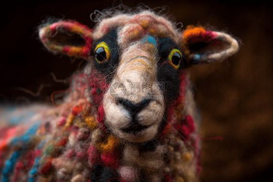 小羊的羊毛毡肖像图片
