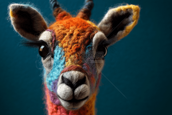 动物的羊毛毡肖像图片