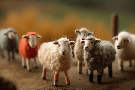 一群毡毛小羊图片