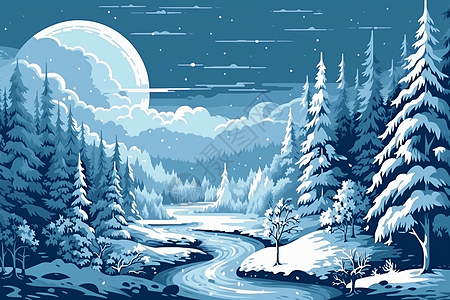 像素艺术雪域景观图片