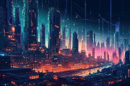 未来霓虹城市图片