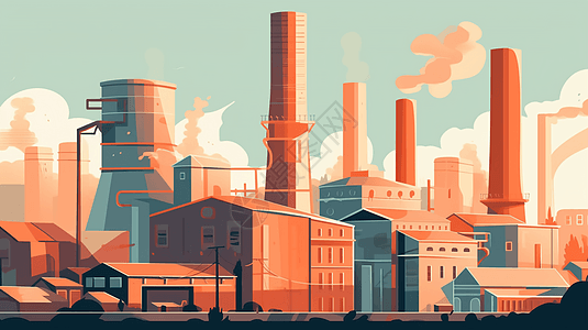 工业工厂烟囱平面插图图片