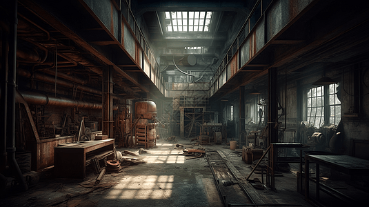 废弃的工厂内部图片