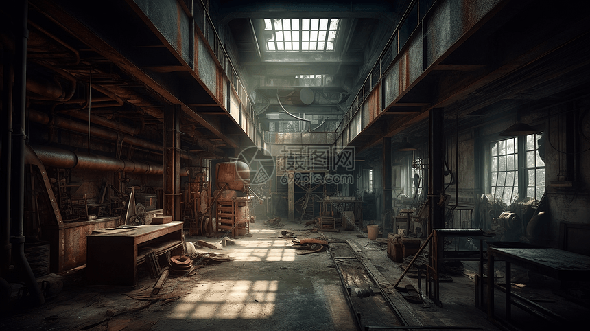 废弃的工厂内部图片