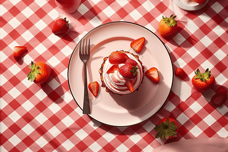 草莓酥饼蛋糕图片