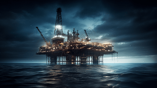 海上石油钻机3D概念图背景图片