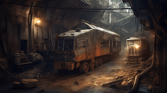 地下矿石运输卡车概念图图片