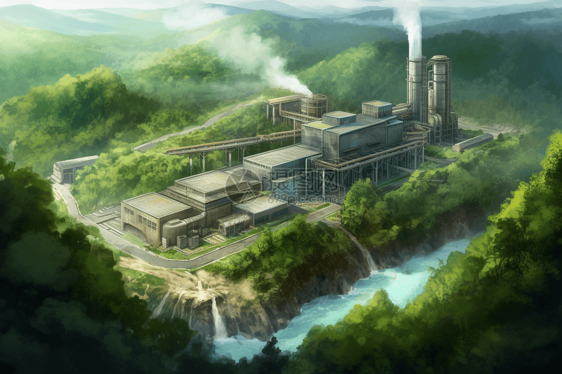 森林中的发电厂图片