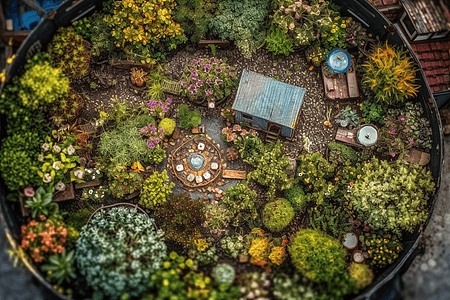 一个小花园的俯视图图片