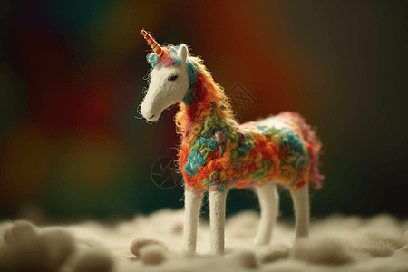 羊毛毛毡彩虹独角兽图片