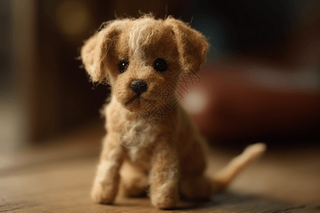 一只迷人的羊毛毛毡小狗背景图片