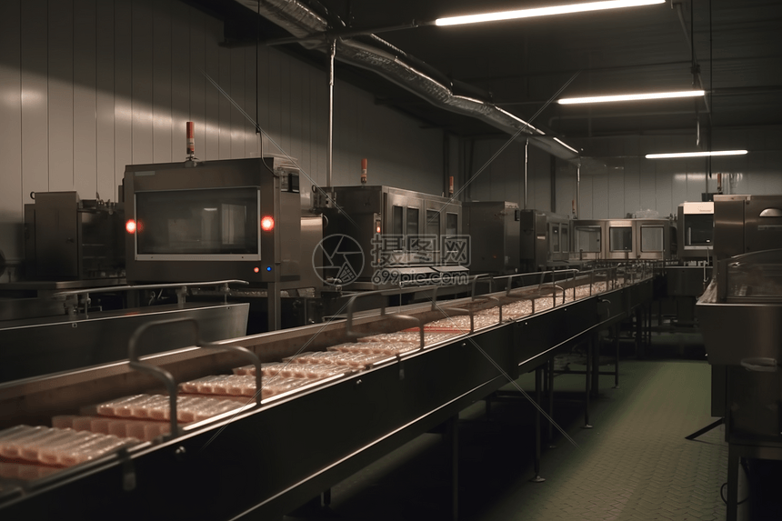 食品工厂中的生产线图片