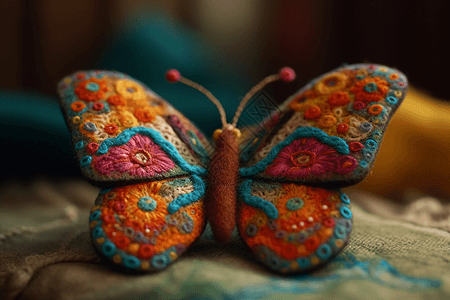 充满活力的羊毛毡蝴蝶图片