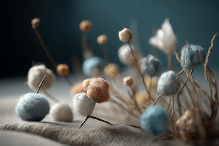 羊毛毡植物和花卉图片