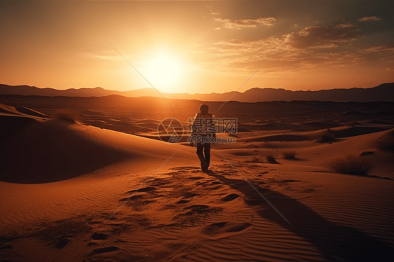 冒险家在沙漠景观图片