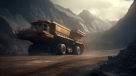 矿石运输卡车运输场景图片