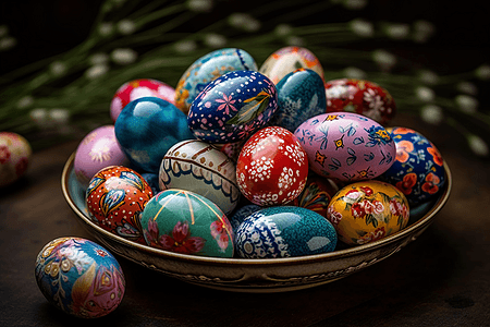 五颜六色的复活节彩蛋图片