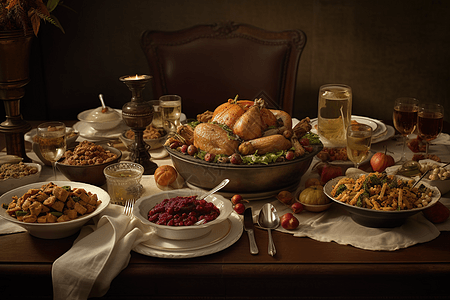 感恩节餐桌图片