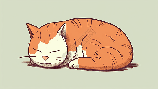 一只睡猫的卡通图画图片