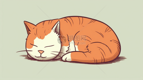 一只睡猫的卡通图画图片