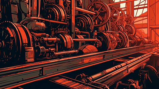 工业制造工厂机械运作创意插图图片