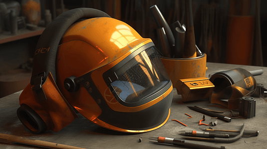 工厂作业焊接头盔概念图背景图片