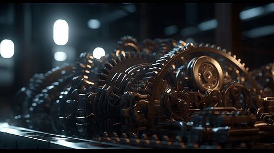 金属齿轮机构3D概念图图片