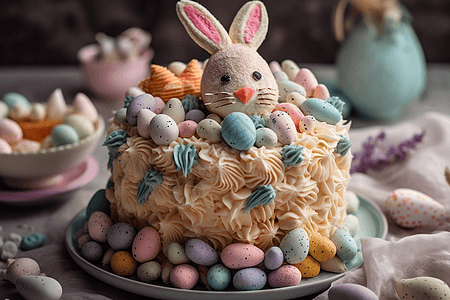可爱的复活节兔子蛋糕图片