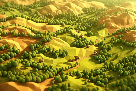 乡村起伏的丘陵黏土模型图片