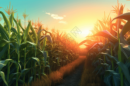 农田玉米地的创意插图图片