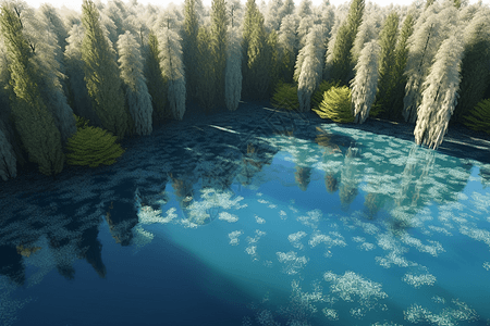 宁静的乡村湖泊概念图图片