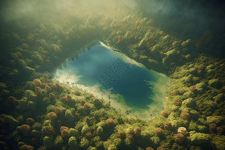 宁静的森林湖泊概念图图片