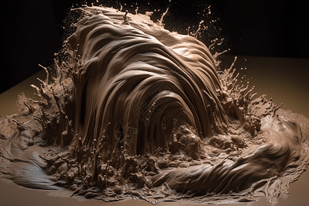 泥浆池喷发的泥塑模型图片