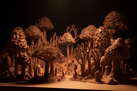 自然灾害后森林再生的黏土模型图片