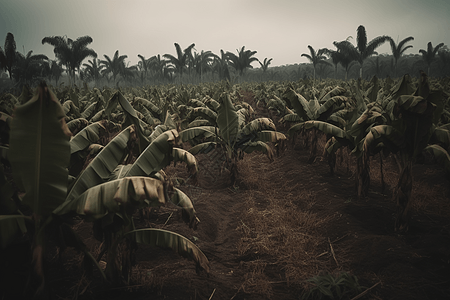 香蕉种植园水果香蕉泥高清图片