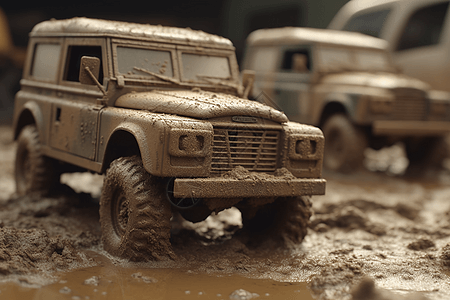泥泞中的卡车3D模型图片