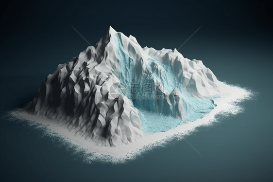 海洋中漂流的冰川粘土模型图片