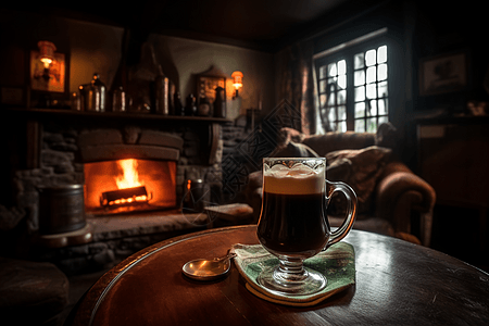 咖啡舒适的低角度乡村酒吧图片