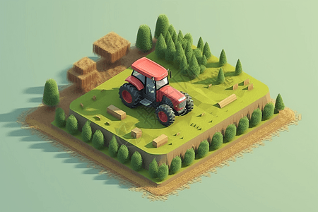 农场耕地的3D概念黏土模型图片