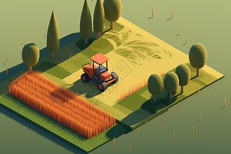 农村耕地农场耕地的3D模型设计图片