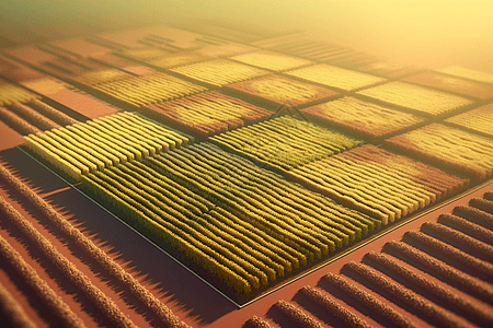 田地种植作物3D概念模型图片