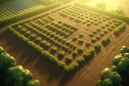 田地种植作物3D黏土概念模型图片