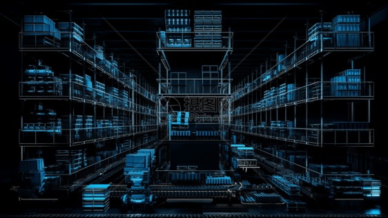 工厂自动化仓库系统3D插图图片