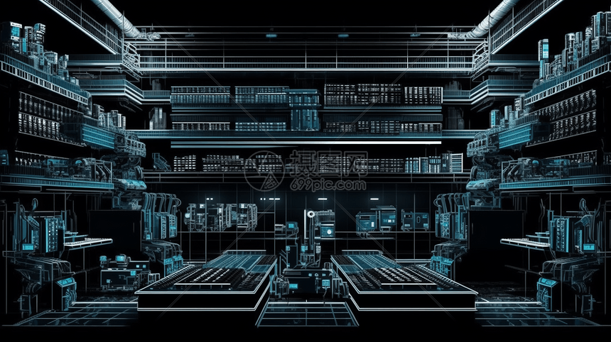 自动化仓库系统3D插图图片