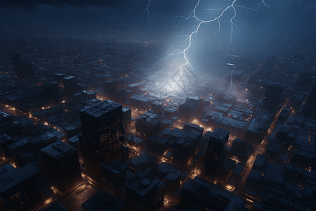 闪电暴击未来城市创意概念图图片